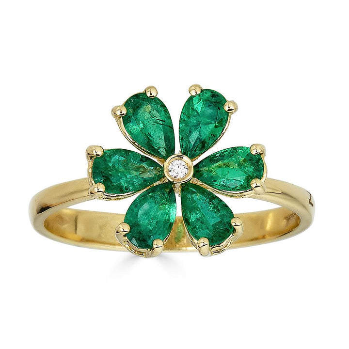 Zydo blomsterformet ring med farvede ædelstene og diamanter hvidguld 62218