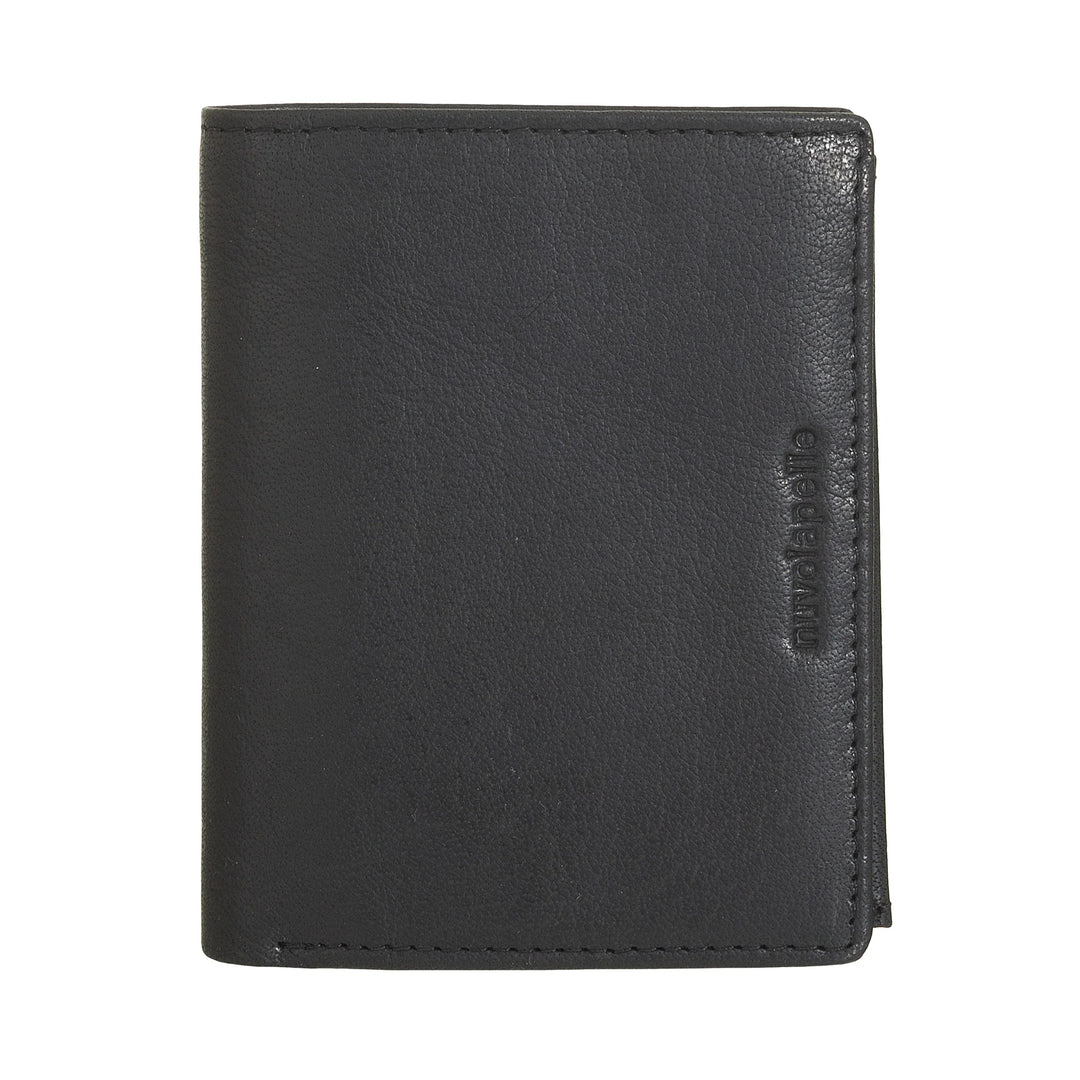 Nuvola Pelle Herren Kleine Brieftasche aus Büffelleder mit Münzfach - Kompakte Vertikale Brieftasche mit Reißverschluss, Durchsichtige Taschen und Kartenhalter