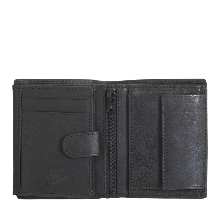 Nuvola Pelle Herren Kleine Brieftasche aus Büffelleder mit Münzfach - Kompakte Vertikale Brieftasche mit Reißverschluss, Durchsichtige Taschen und Kartenhalter