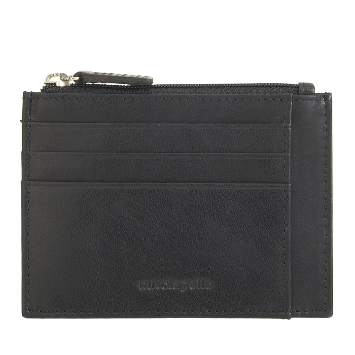 Nuvola Pelle Slim Pocket-Kreditkartenetui aus Leder für Herren mit Münzgeldbörse mit Reißverschluss