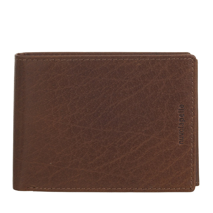 Nuvola Pelle Herren-Brieftasche aus Büffelleder mit Münzfach – klassische Geldbörse mit Innenreißverschluss, Kreditkarten- und Geldscheinfächern, Fotohalter