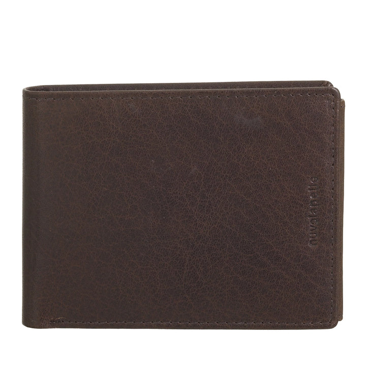Nuvola Pelle Herren-Brieftasche aus Büffelleder mit Münzfach – klassische Geldbörse mit Innenreißverschluss, Kreditkarten- und Geldscheinfächern, Fotohalter