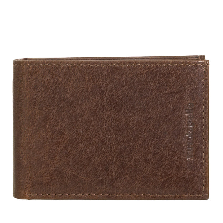 Nuvola Pelle Mini Kleine Herren-Geldbörse aus Büffelleder mit Tasche – Kleine Jacken-Geldbörse mit Münzfach, Taschen mit transparentem Netz