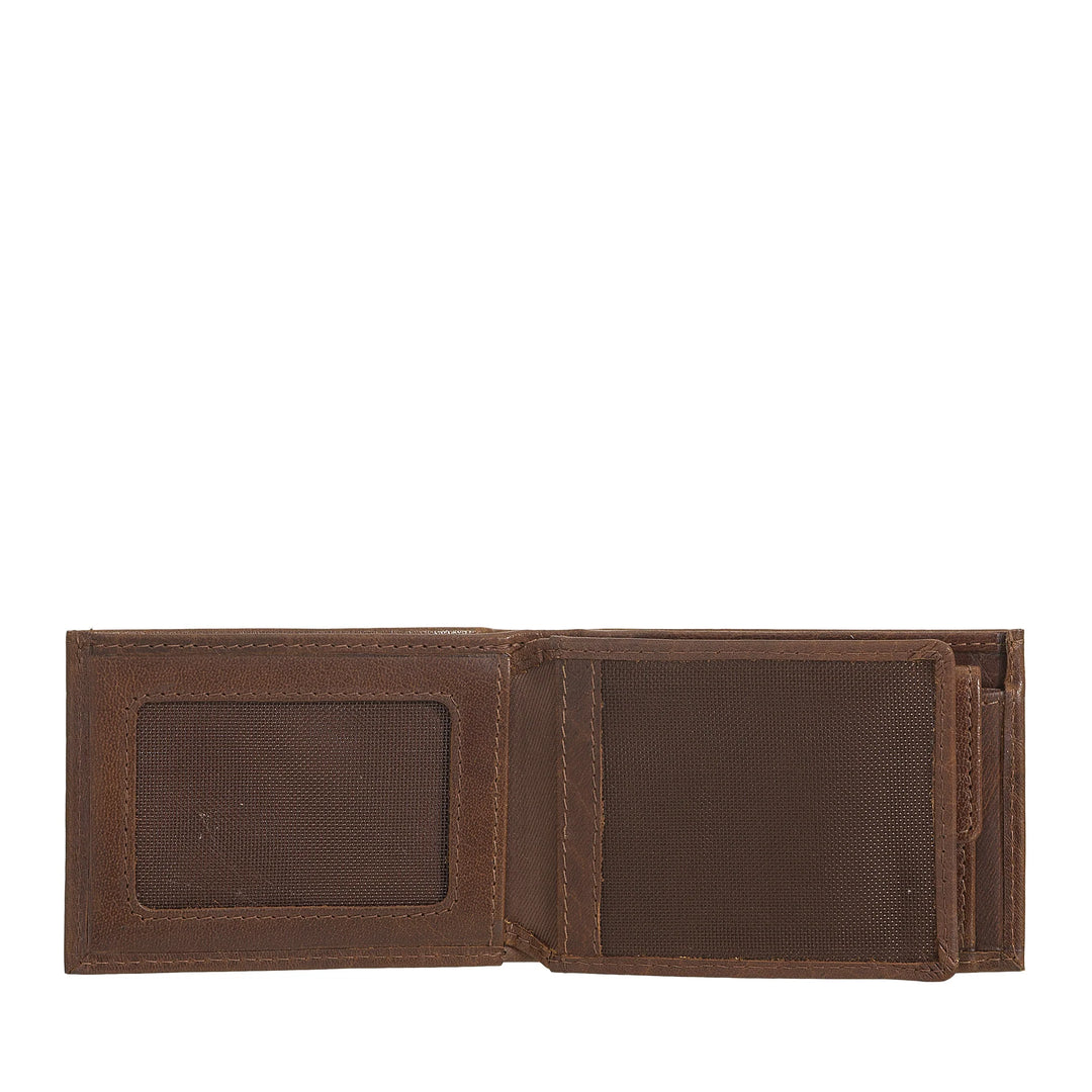 Nuvola Pelle Mini Kleine Herren-Geldbörse aus Büffelleder mit Tasche – Kleine Jacken-Geldbörse mit Münzfach, Taschen mit transparentem Netz