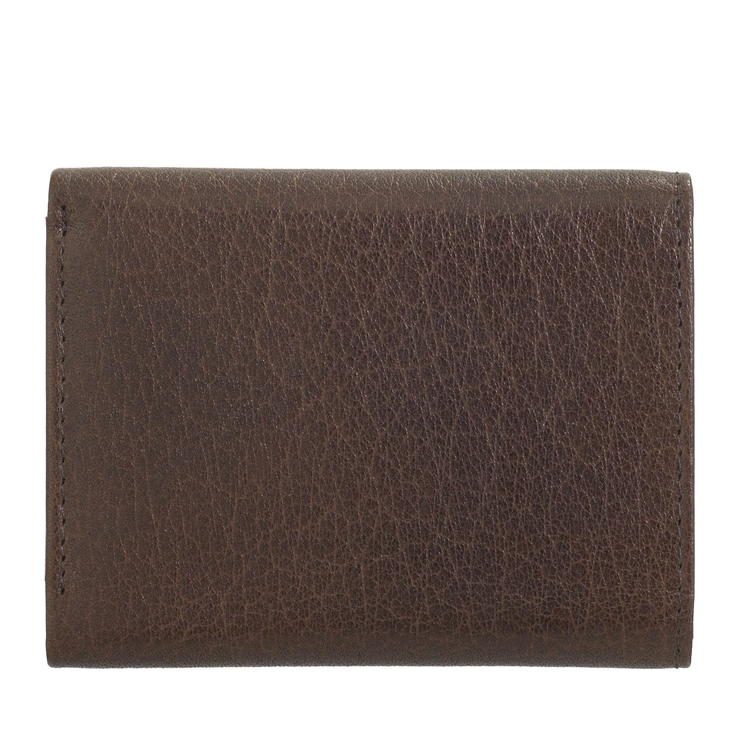Kleine Geldbörse von Nuvola Pelle für Damen und Herren aus Büffelleder – elegante Trifold-Geldbörse mit Knopf, Münzgeldbörse, Fächer für Karten, Karten und Geldscheine