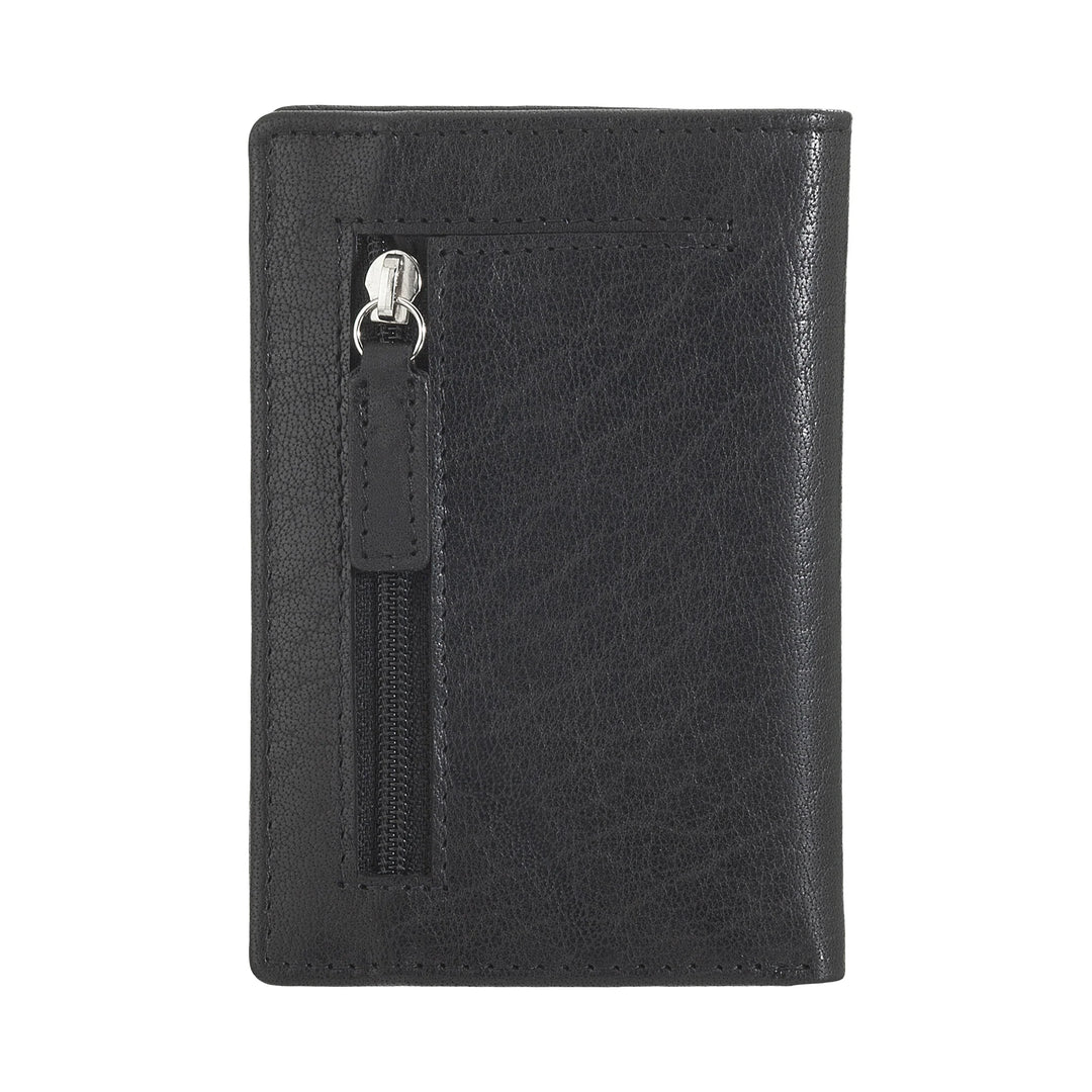 Kleine Herren-Geldbörse von Nuvola Pelle aus echtem Büffelleder, schmales Kartenetui mit Reißverschluss hinten, Taschenformat, kompakt