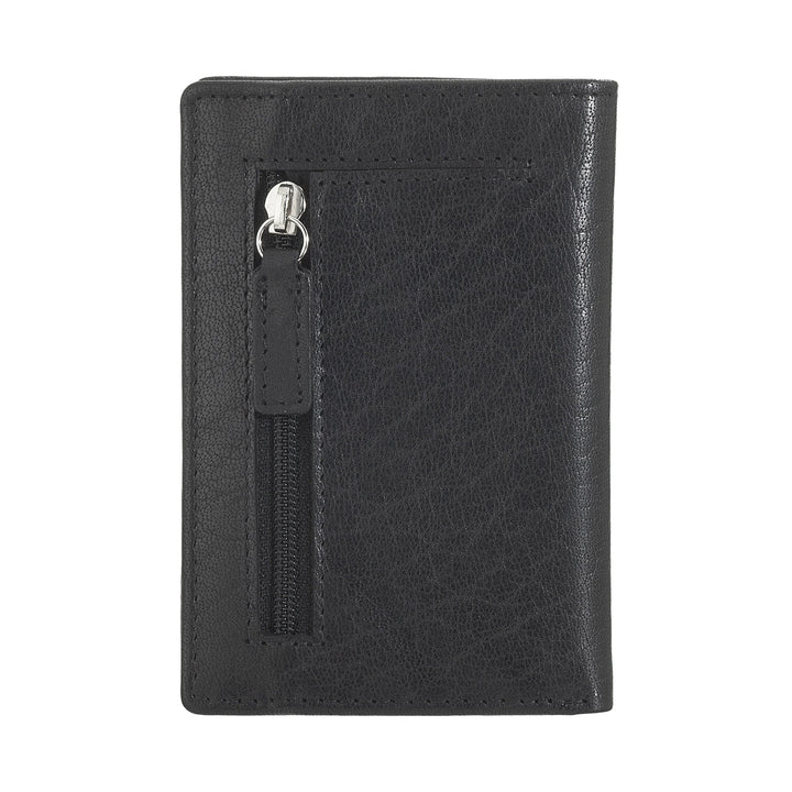 Kleine Herren-Geldbörse von Nuvola Pelle aus echtem Büffelleder, schmales Kartenetui mit Reißverschluss hinten, Taschenformat, kompakt