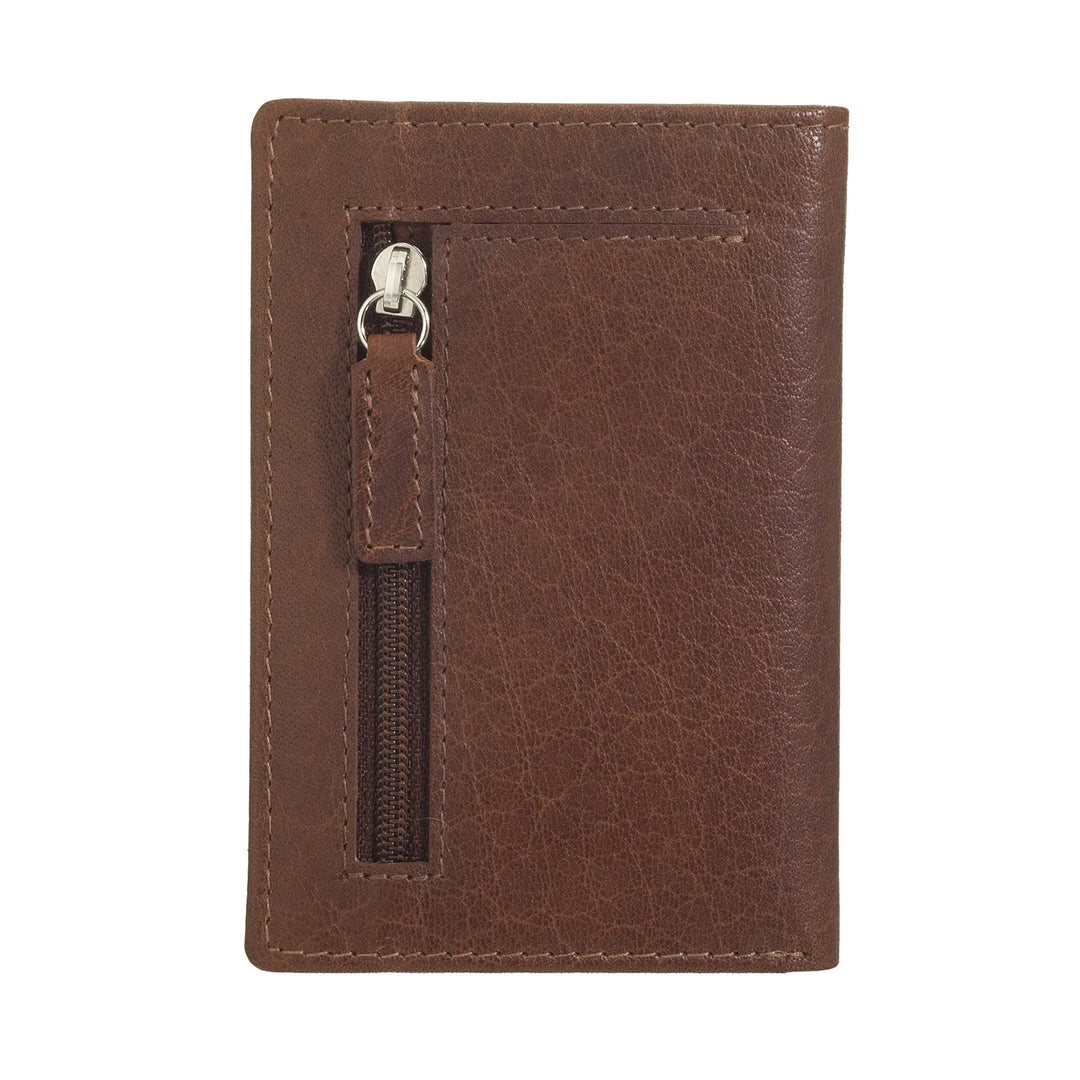 Kleine Herren-Geldbörse von Nuvola Pelle aus echtem Büffelleder, schmales Kartenetui mit Reißverschluss hinten, Taschenformat, kompakt