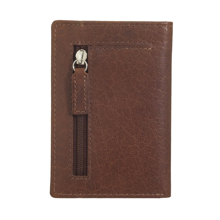 Kleine Herren-Geldbörse von Nuvola Pelle aus echtem Büffelleder, schmales Kartenetui mit Reißverschluss hinten, Taschenformat, kompakt