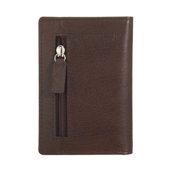 Kleine Herren-Geldbörse von Nuvola Pelle aus echtem Büffelleder, schmales Kartenetui mit Reißverschluss hinten, Taschenformat, kompakt