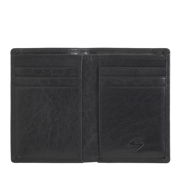 Kleine Herren-Geldbörse von Nuvola Pelle aus echtem Büffelleder, schmales Kartenetui mit Reißverschluss hinten, Taschenformat, kompakt