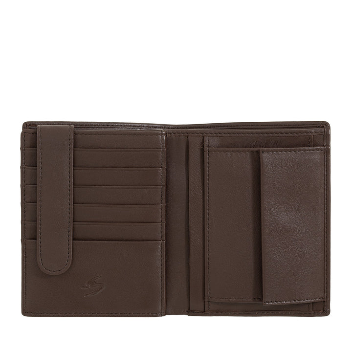 Nuvola Pelle Herren-Brieftasche aus vertikalem Leder – große Geldbörse mit mehreren Fächern für Münzen, Dokumente, Kreditkarten und Karten