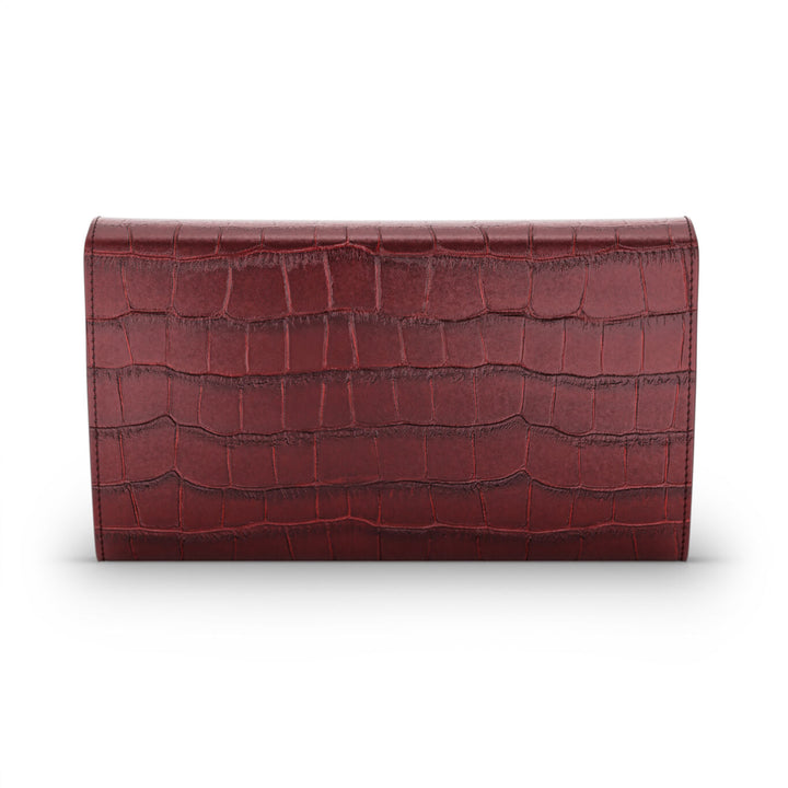 Giovanni Raspini kontinentales Portemonnaie Jungle Croco Burgundy Leder Portemonnaie aus Leder und weißer Bronzedekoration L0033