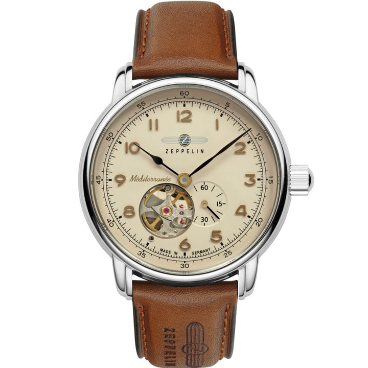 Zeppelin watch LZ121 Mediterranèe Automatic Open 40mm beige automatic steel 9666-5