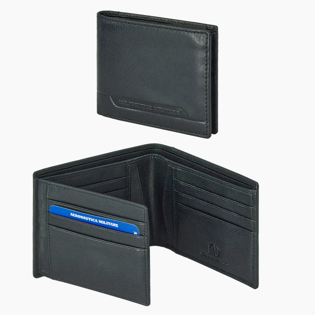 Air Force military wallet in leather in leather with reversal Moon Am232-ne line