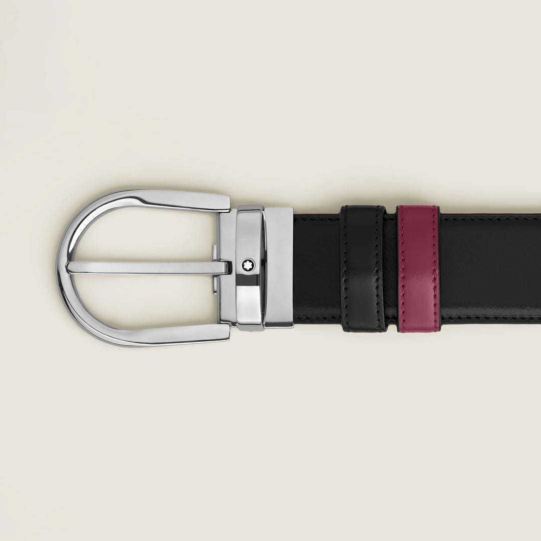 Montblanc Reversible Belt 35 mm sort læder/cassis med hestejernspænde 199640