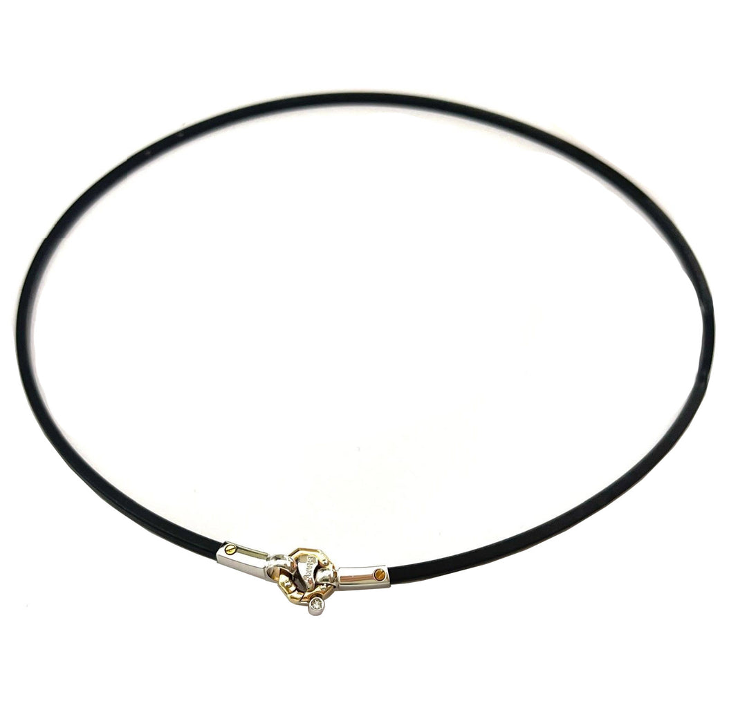 Baraka necklace crew neck 18Ky white gold rubber BR00495 B