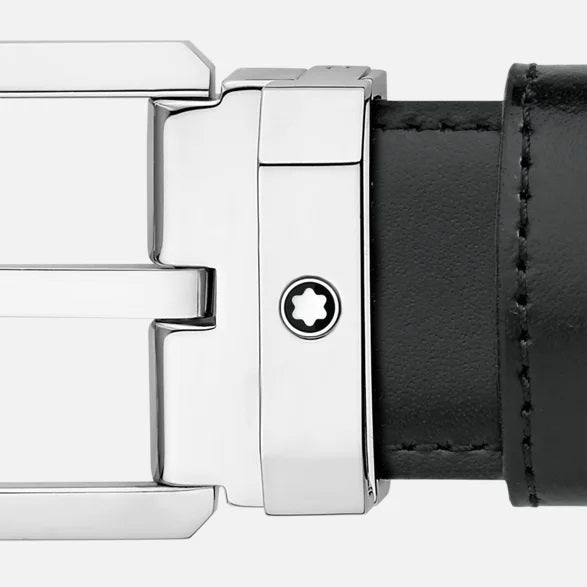 Montblanc reversibelt bælte i sort læder/brun 30 mm 116579