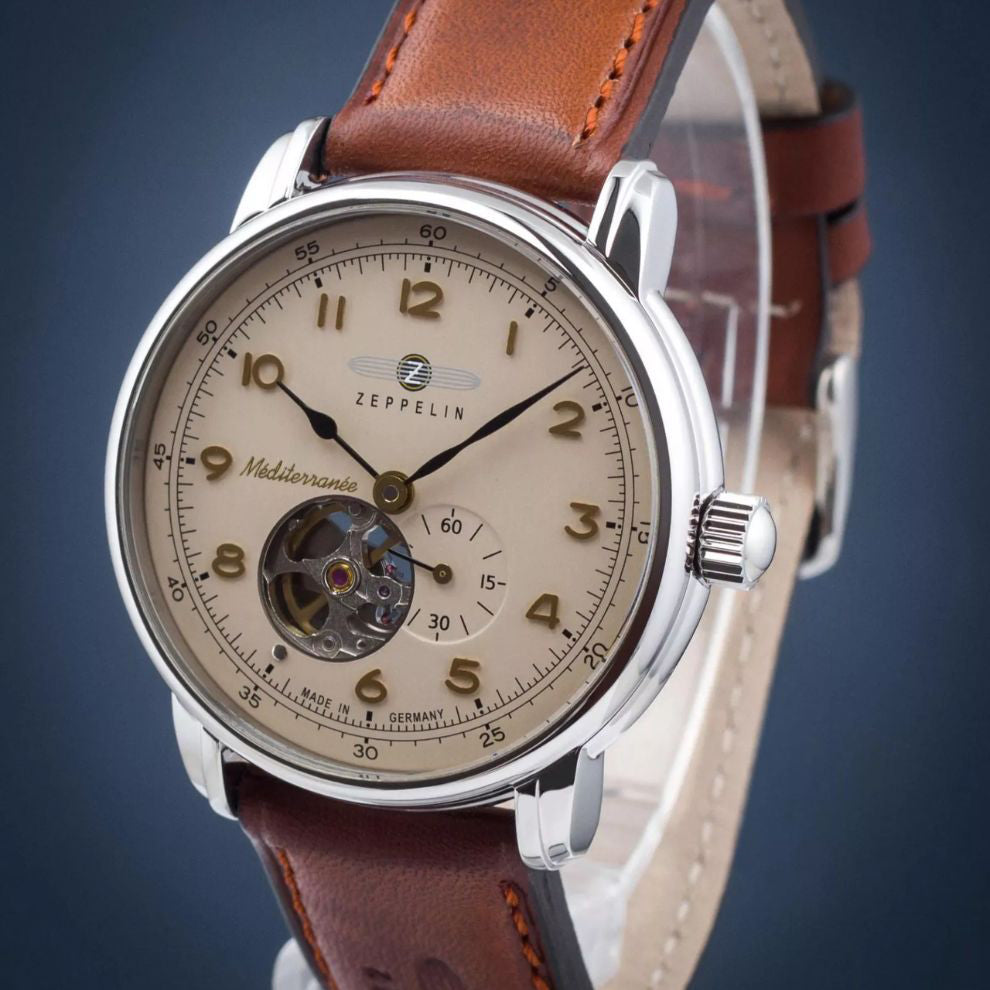 Zeppelin watch LZ121 Mediterranèe Automatic Open 40mm beige automatic steel 9666-5