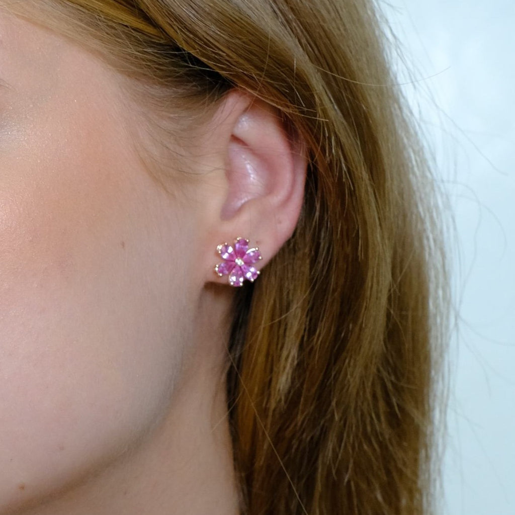 Zydo blomformade örhängen med färgade ädelstenar och diamanter gult guld gul safir 62174