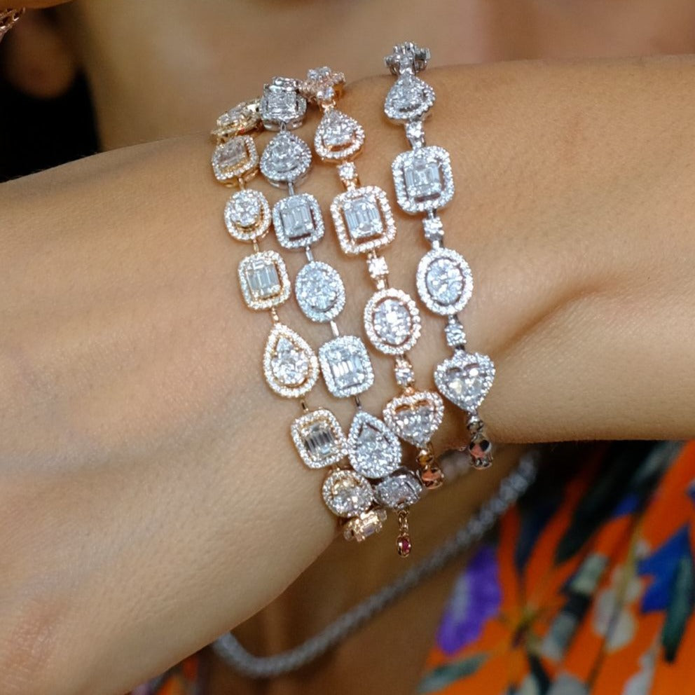 Zydo bracelet with alternating round and fancy cut diamonds in white gold 60673
