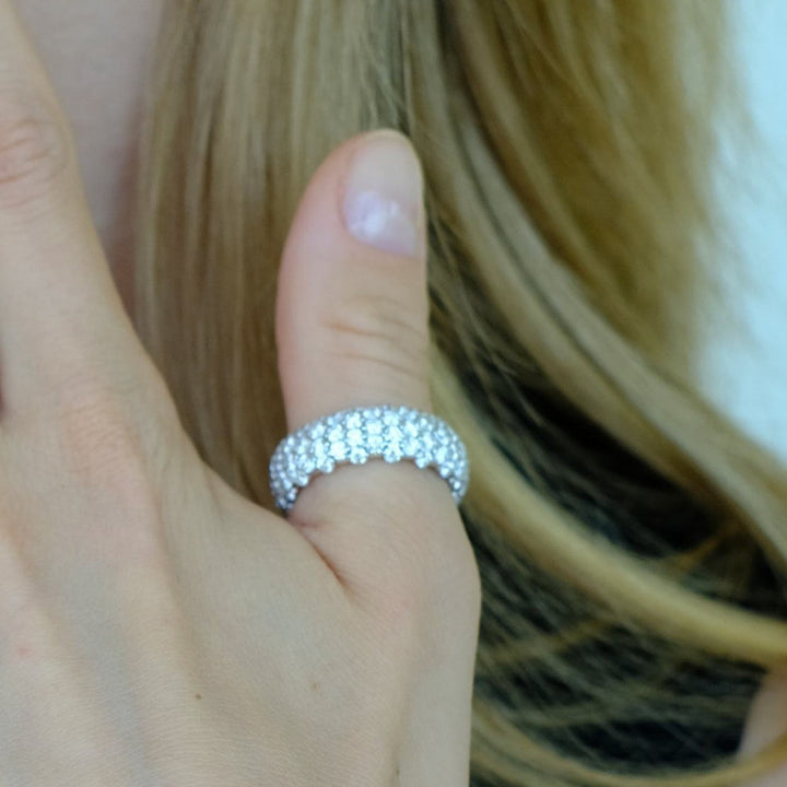 Zydo lille elastisk ring med rosa guld diamant kuppel 55107