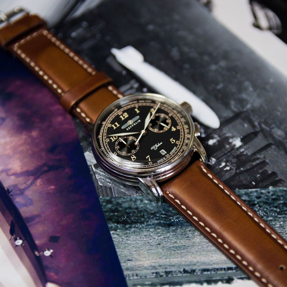 Zeppelin ur 100 år Zeppelin Chrono 42mm sort kvartsstål 7674-3