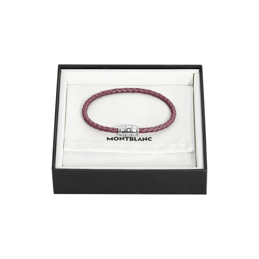Montblanc 3-rings armband av stål och läder Meisterstück Cassis storlek S 13431360