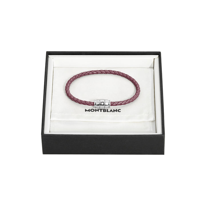 Montblanc 3-rings armband av stål och läder Meisterstück Cassis storlek M 13431363