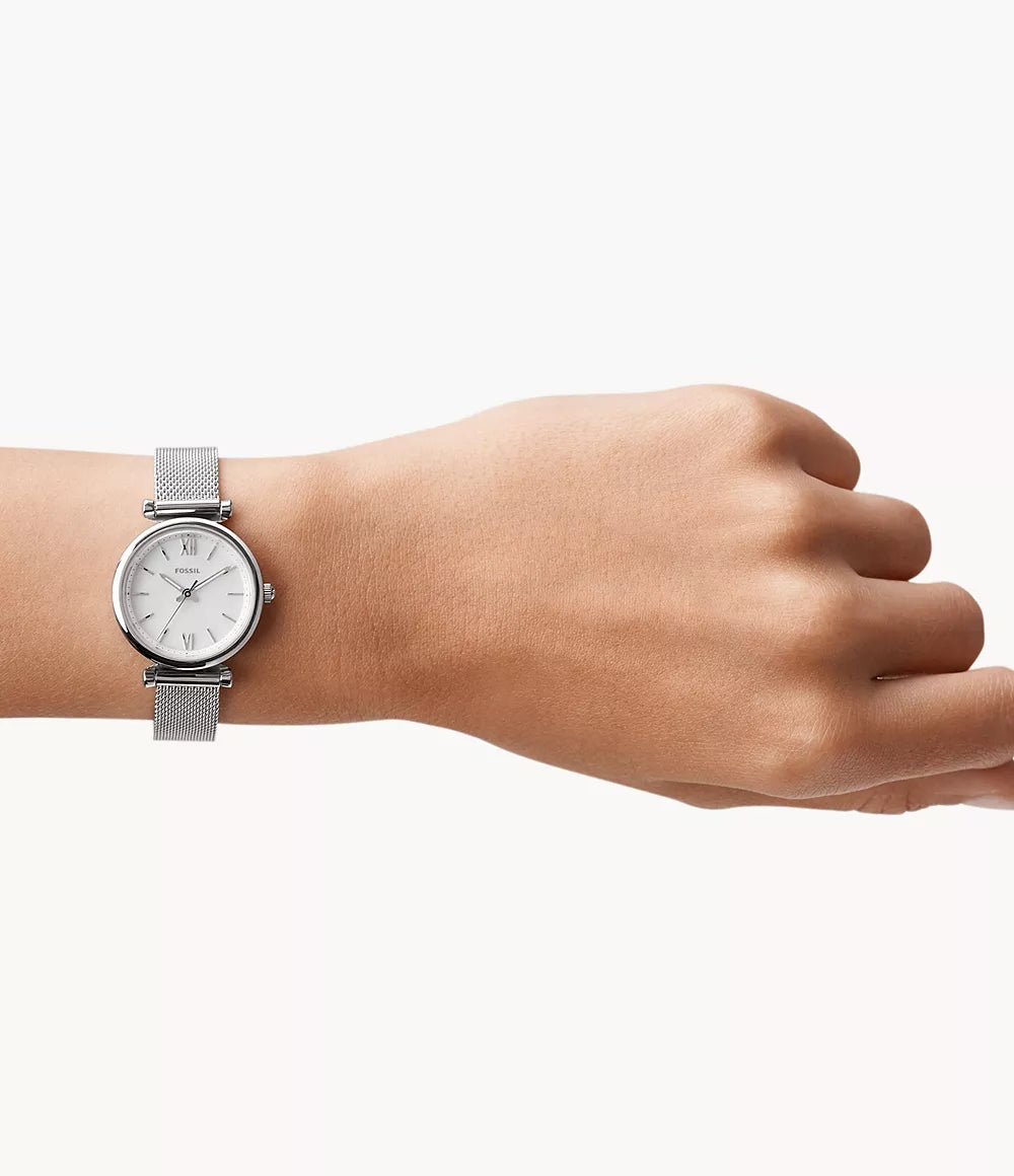 Fossil ur Carlie Mini Mini 28mm perlemor kvarts stål ES4432