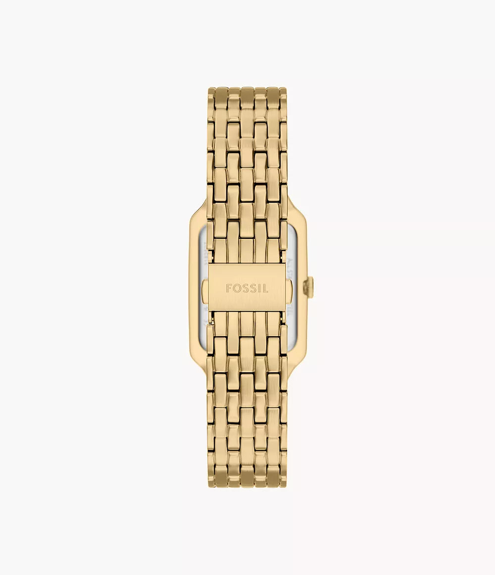 Fossil ur Raquel 23mm grøn kvartsstål gul guld PVD finish ES5452