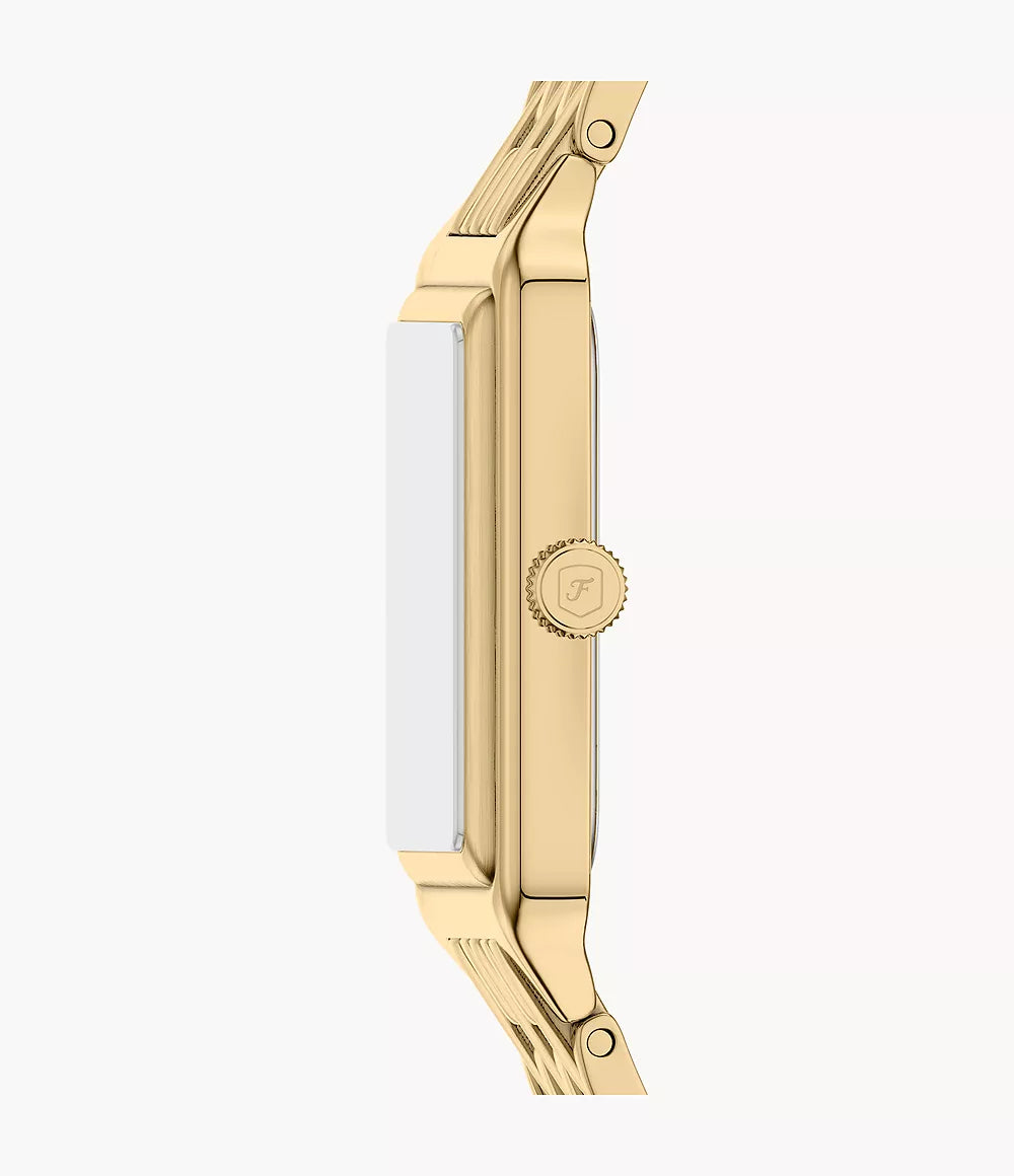 Fossil ur Raquel 23mm grøn kvartsstål gul guld PVD finish ES5452
