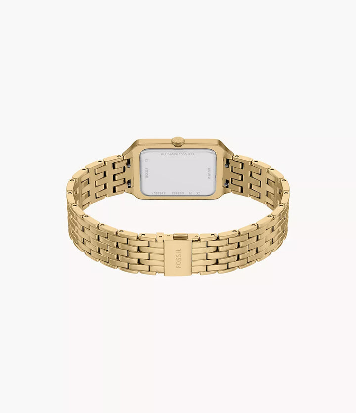 Fossil ur Raquel 23mm grøn kvartsstål gul guld PVD finish ES5452