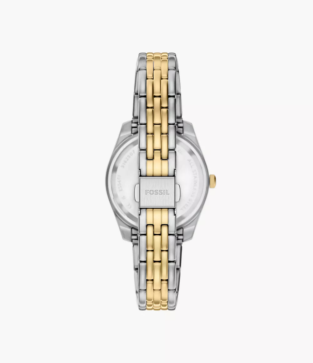 Fossil ur Scarlette 33mm bordeaux kvartsstål PVD finish gul guld ES5461