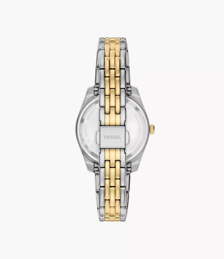 Fossil ur Scarlette 33mm bordeaux kvartsstål PVD finish gul guld ES5461