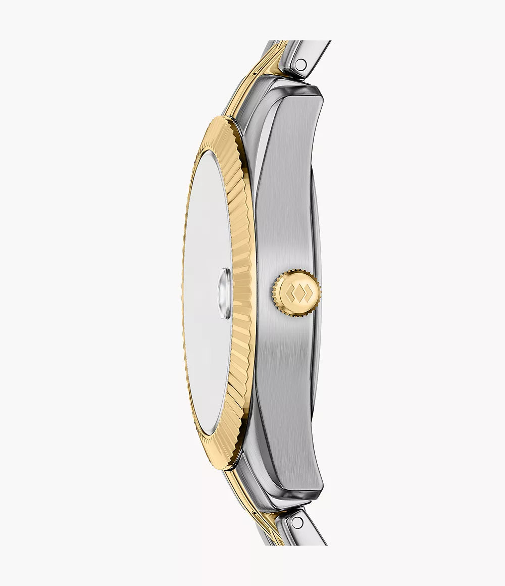 Fossil ur Scarlette 33mm bordeaux kvartsstål PVD finish gul guld ES5461