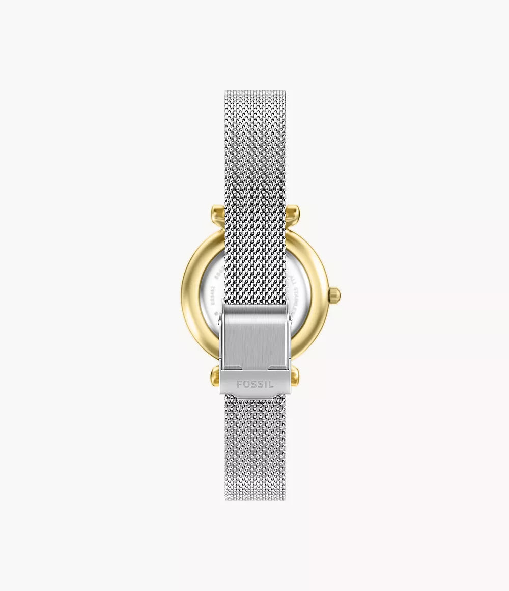 Fossil klocka Carlie Mini Mini 28mm pärlemor kvarts stål PVD-guldfinish ES5463