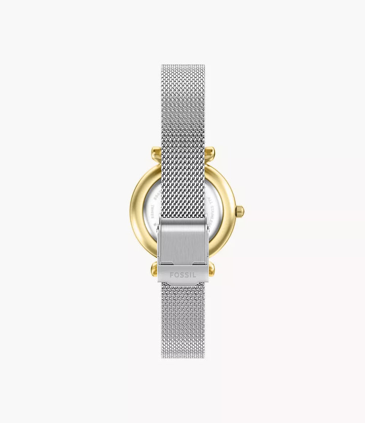 Fossil klocka Carlie Mini Mini 28mm pärlemor kvarts stål PVD-guldfinish ES5463