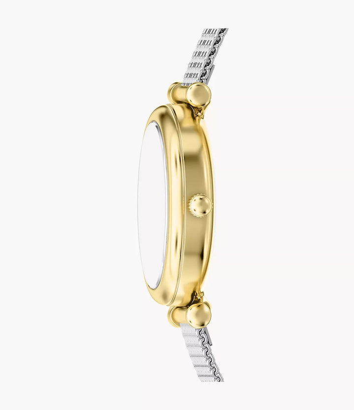 Fossil klocka Carlie Mini Mini 28mm pärlemor kvarts stål PVD-guldfinish ES5463