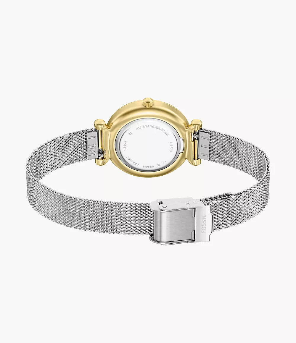 Fossil klocka Carlie Mini Mini 28mm pärlemor kvarts stål PVD-guldfinish ES5463