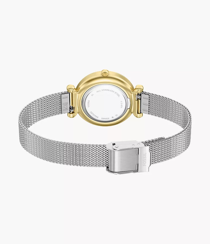 Fossil klocka Carlie Mini Mini 28mm pärlemor kvarts stål PVD-guldfinish ES5463