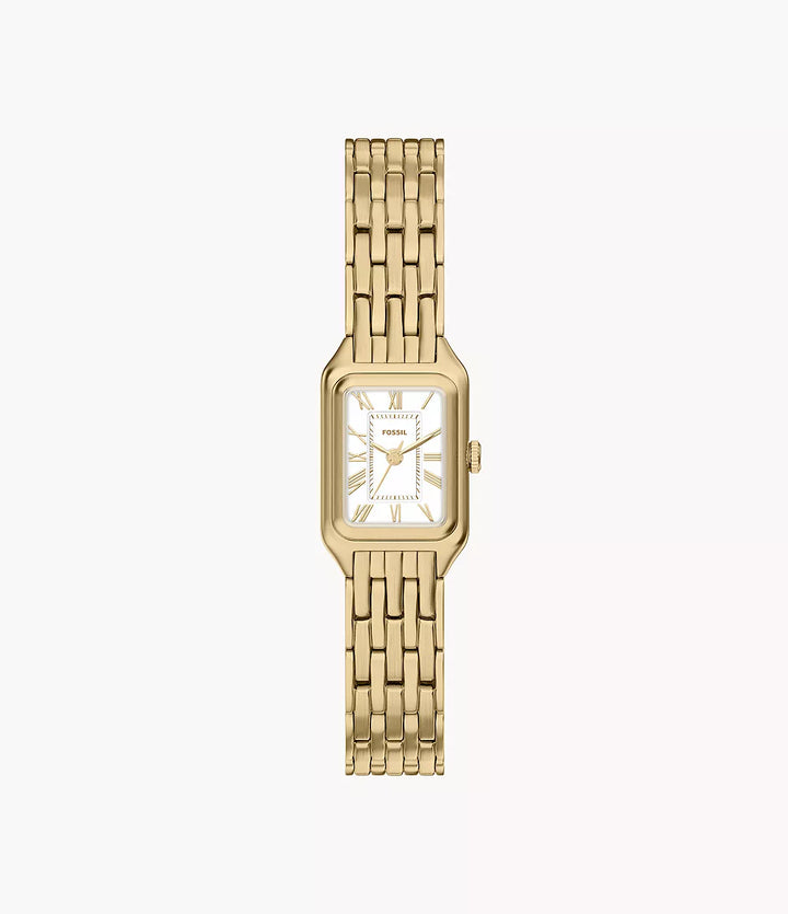 Fossil watch Raquel mini 18mm silver quartz steel PVD yellow gold finish ES5467