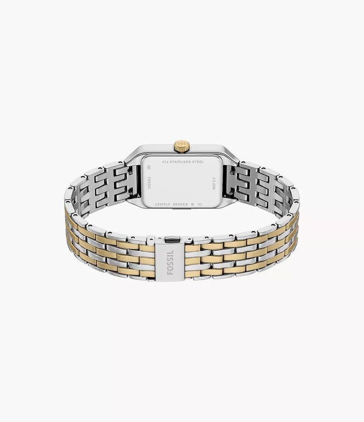 Fossil ur Raquel mini 18mm sølv kvartsstål PVD gul guld finish ES5468