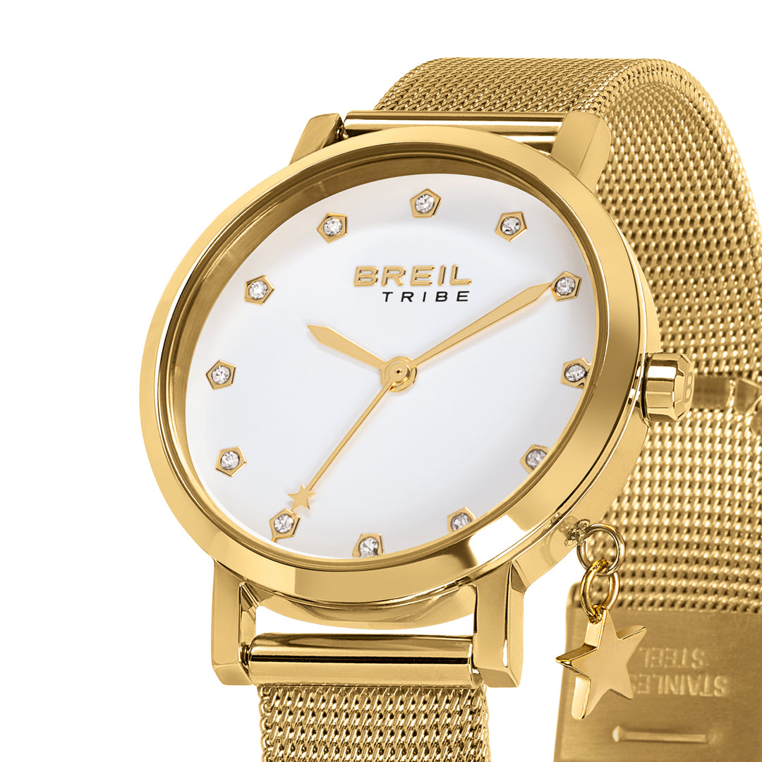 Breil Watch Emily 30mm Hvid Cubic Zirconia Quartz Steel Finish IP Gold EW0787