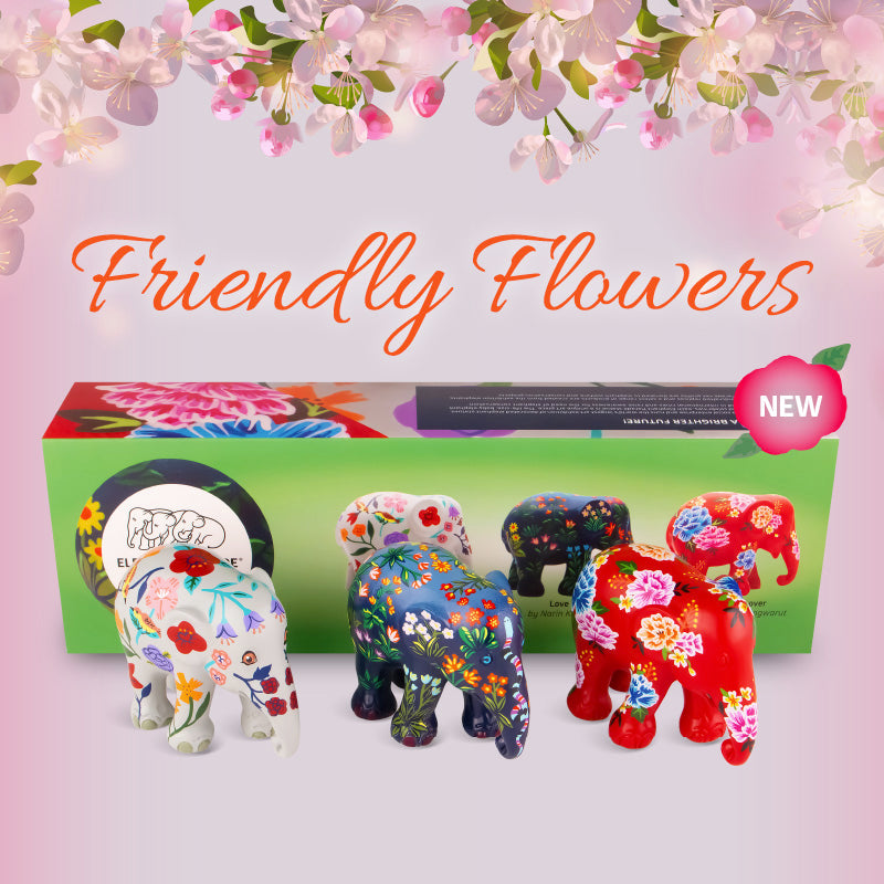 Elephant Parade multipack elephants Friendly Flowers - Jardin Fleuri + Love Frida + Peony Lover FRIENDLY FLOWERS 3 PCS