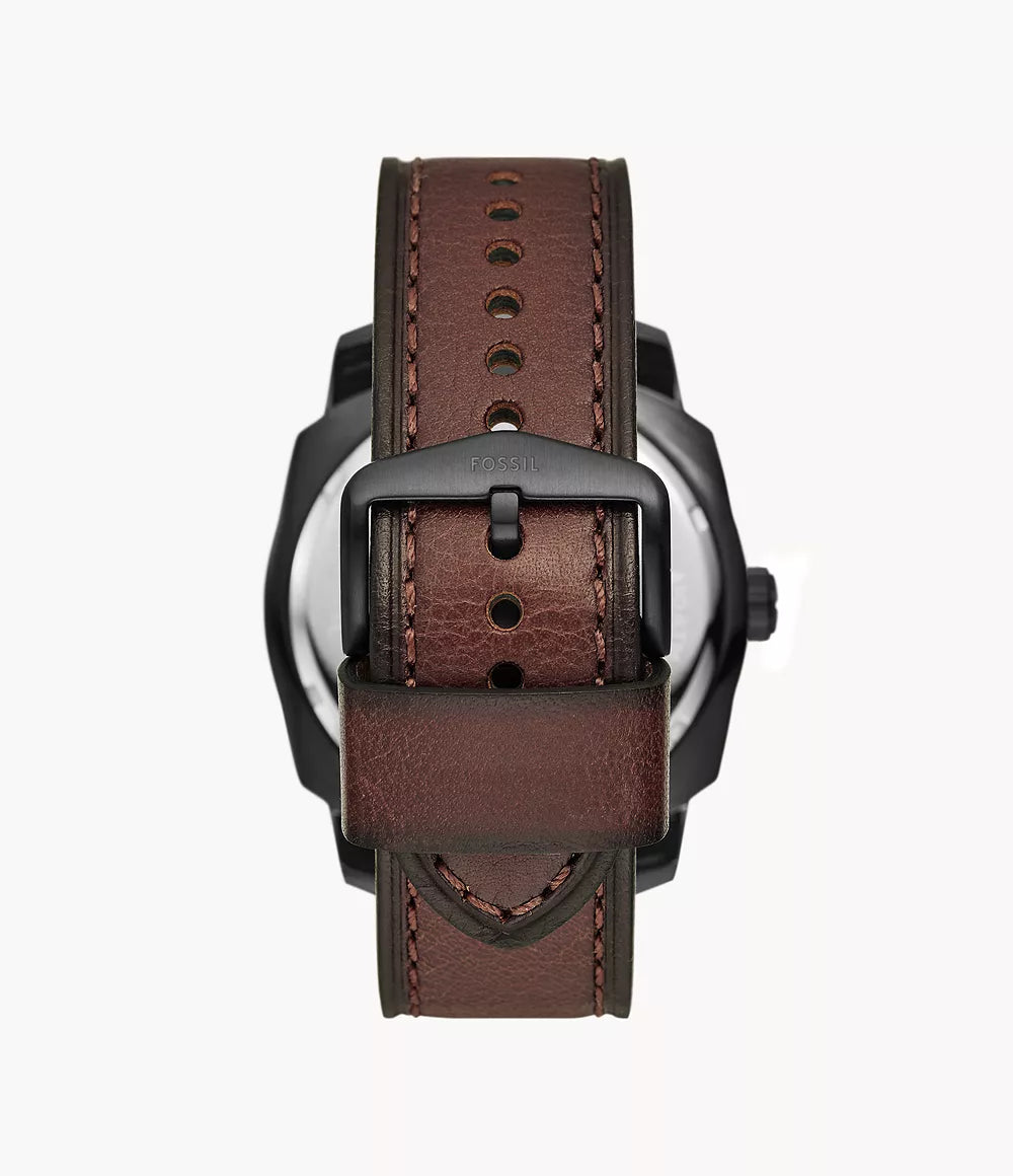 Fossil Machine ur 49mm brunt kvartsstål sort pvd FS5972