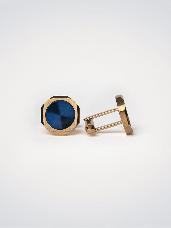 D1 Milano Blue and Gold Octagonal Cufflinks D1-JWCLSU07