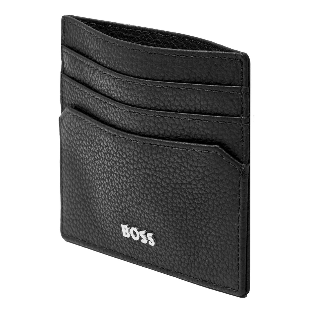 Hugo Boss klassischer schwarzer Granulat-Kartenhalter HLC416A