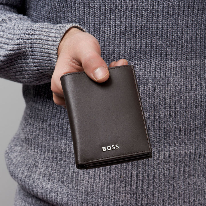 Hugo Boss Card holder with flap and money pocket Classic Smooth Brown HLG403Y