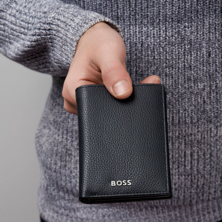 Hugo Boss Kortholder med klap og pengelomme Classic Grained Black HLG416A